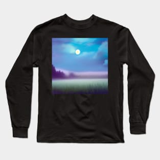 Barovian Field at Night - Watercolor Inspired Print Long Sleeve T-Shirt